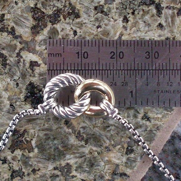 Retired David Yurman  Belmont Curb Necklace- 18K/925 - Adjustable DY Chain - Picture 11 of 12